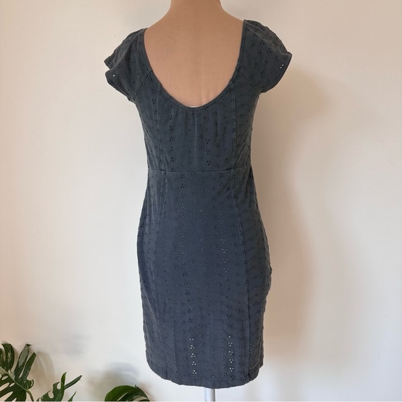 Free People Intimately Grey Mini Bodycon Jhook Embroidered Floral Eyelet Dress S - Picture 5 of 10